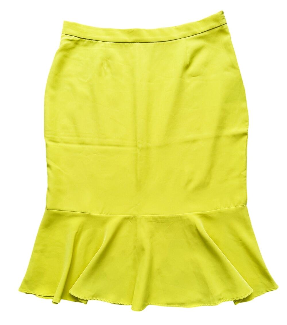 Ashley Stewart Scuba Crepe Peplum Skirt Plus Size 22 Chartreuse Yellow Romantic